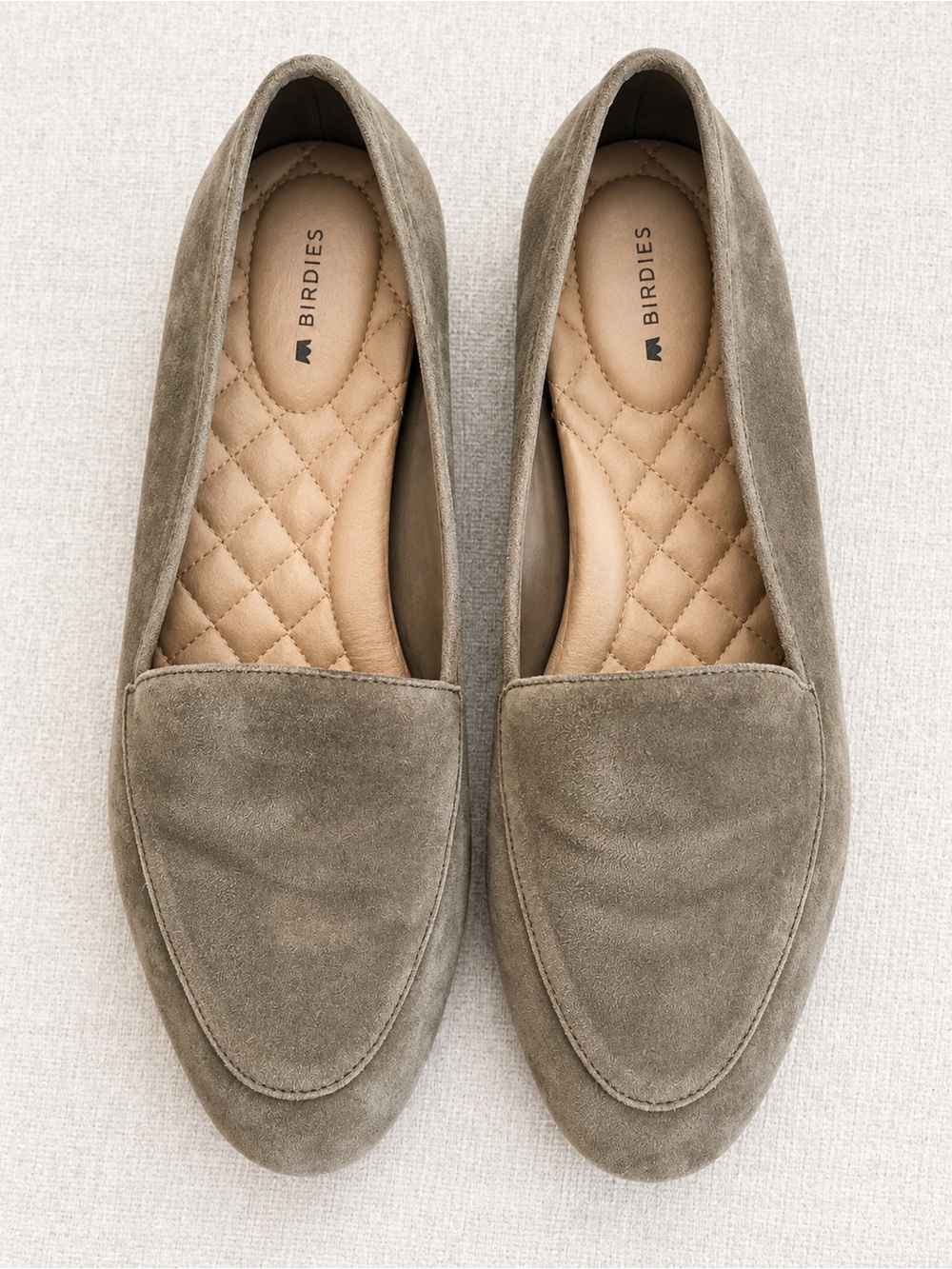 Birdies Olive Green Suede Loafers
